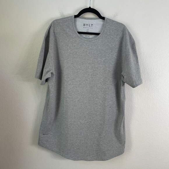 Bylt Mens Drop Cut Short Sleeve Lux T Shirt XL Gray Cotton Stretch Crew Neck Top - Picture 1 of 7
